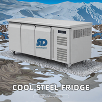 Lemari Pendingin Salad & Meja Persiapan Soardragon Komersial 2 Pintu Stainless Steel dengan Pintu Anti-Kabut & Kontrol Temperatur Digital