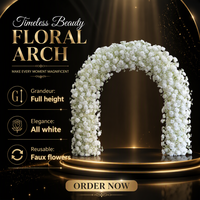 Décoration de scène de mariage moderne en soie blanche, arche florale, arrangement de fleurs artificielles roses, gypsophile et hortensia, toile de fond pour événements