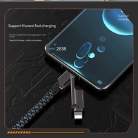 Cable de Datos de Carga Rápida Trenzado y Blindado 4 en 1 DENIXI - 3 Juegos de Cables Planos Tipo C, Cable de Carga con Múltiples Puertos