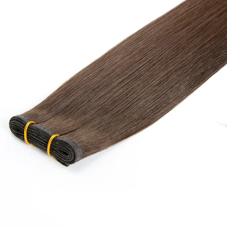 Affordable price human hair extension cheap hair vendors long lasting Russian seamless flat weft hair extension