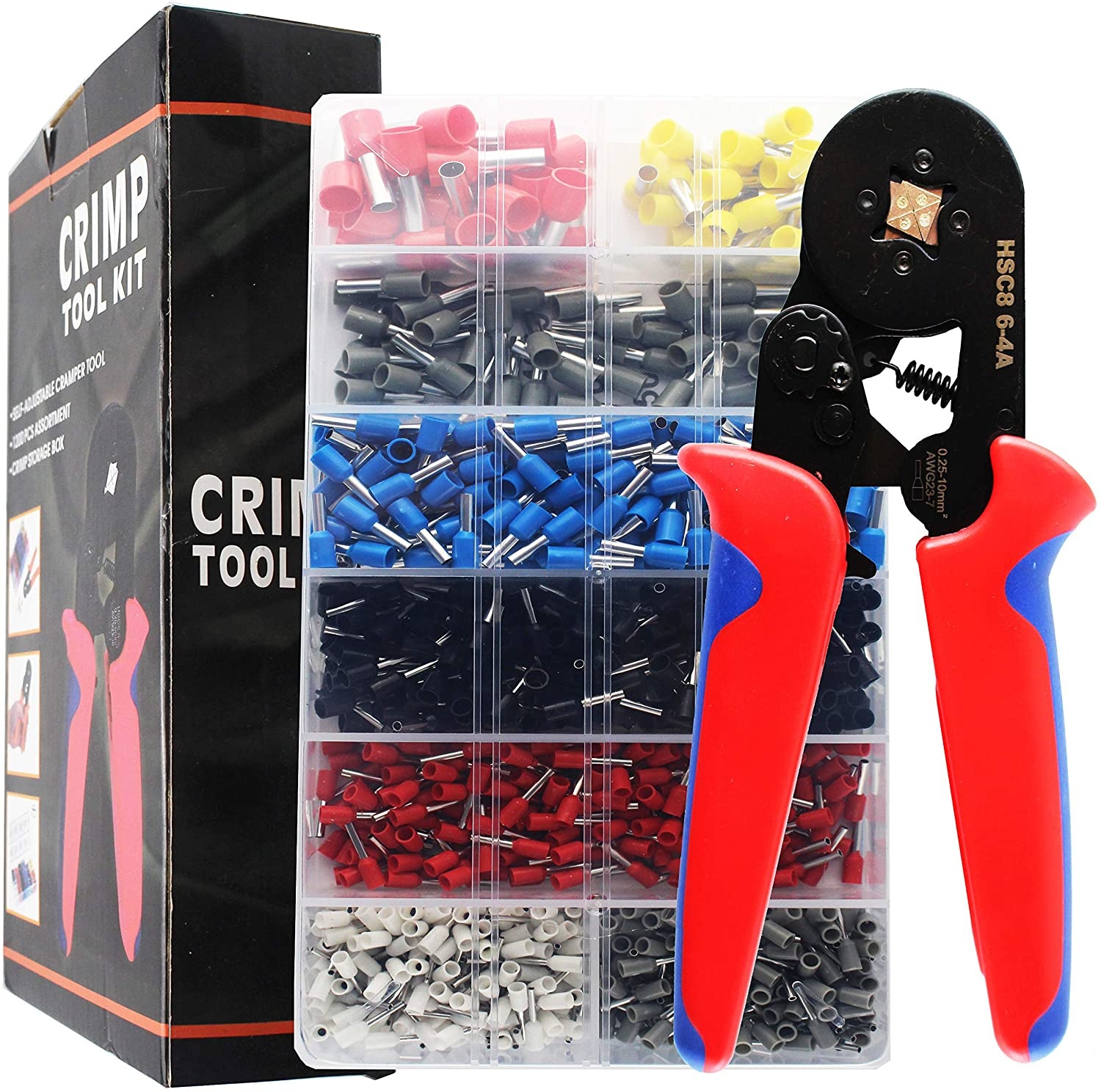 Kit Alat Crimping Kawat AWG23-7, Set Tang Crimping Kit Alat Pengeriting dengan 1200 Buah Terminal Kawat