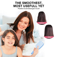 Peigne à cheveux auto-nettoyant à picots incurvés pour cheveux bouclés, avec logo personnalisé, humide et sec, massage du cuir chevelier, forme carrée, démêlage