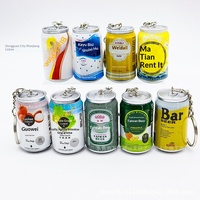 Porte-clés miniature en forme de canette de soda simulée et breloque en forme de bière, pendentif en plastique, emballage standard de Chine