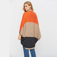 Nouveau cardigan décontracté en maille ample pour femme, style châle, manches chauve-souris, couleurs assorties, collection printemps-automne
