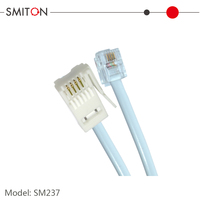 Kabel Telepon Datar Tembaga Dalam Ruangan RJ11 6P4C 1m 2m 5m dengan Konektor UK-US