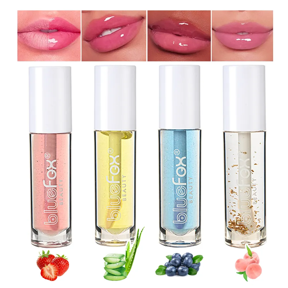 Hot dưỡng ẩm trái cây môi dầu tùy chỉnh dưỡng ẩm Tinted Lip Balm đầy đặn bóng Vegan