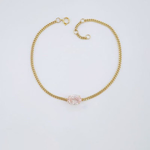Bracelet minimaliste délicat en or jaune 18 carats réglable avec diamant <span class=keywords><strong>rose</strong></span> fantaisie ovale à quatre griffes cultivé en laboratoire pour femme - Vente en gros - Product Image 5