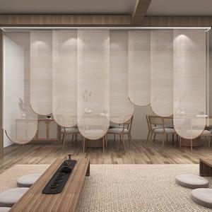 Cortina de partición con textura de lino natural, buena privacidad, pantalla semitransparente, restaurante de té, cortina Lisa personalizada a granel - Product Image 6