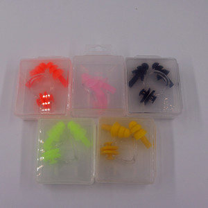 Juego de clip nasal y tapones para los oídos de silicona para natación, deportes acuáticos, niños y adultos, equipo de baño impermeable, rosa, naranja, amarillo - Product Image 3