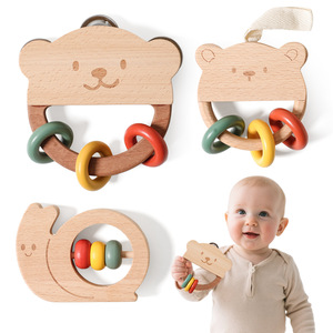 Cute New Children Wooden Multi-Play Activity Rattle Development Educational Montessori Toy for 1 Years & up with Custom Logo