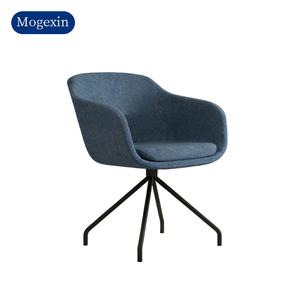 Fauteuil pivotant moderne en tissu, base en métal à 4 étoiles, fauteuil rembourré pour bureau, salon, hôtel - Product Image 6
