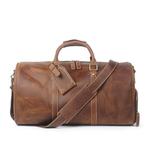 Bolsa de Viaje Vintage de Cuero Genuino con Compartimento para Zapatos, Bolsa de Lona de Cuero Crazy Horse para Hombre - Product Image 1
