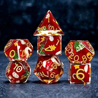 Lot de 7 dés à facettes en résine à bords tranchants, motif Père Noël, pour jeux de rôle D&D, accessoires de jeu