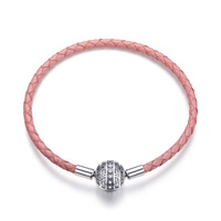 Bracelet en argent sterling 925 rose avec cœur pour fille, accessoires de mode européenne et américaine, chaîne de base à monter soi-même, SCB114, nouveauté, 1 pièce