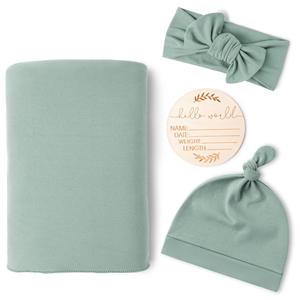 100% coton 4 pièces ensemble imprimé fleuri bébé literie couverture bandeau bonnet Swaddle Wrap nouveau-né douche <span class=keywords><strong>cadeau</strong></span> ensemble pour pépinière - Product Image 3