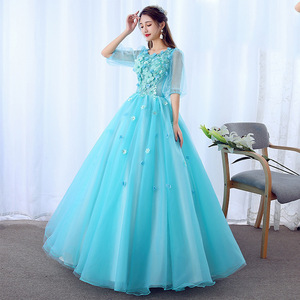 Ice Blue Violet Long Skirt Stage Performance Dress For Women Polyester Vocal Performance Art Exam Choir Costume - Product Image 4