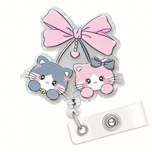 Wholesale PVC Acrylic Medical Retractable Heart Nurse Badge Reel Clip Keychain Doctor Accessories with ID Card Holder for Work - Product Image 5