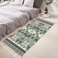 Tapis de style ethnique transfrontalier pour chambre et salon, tapis de chevet à pompons, tissé, décoration intérieure, lavable en machine