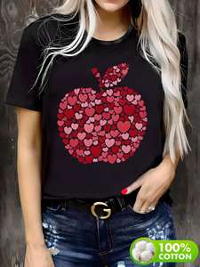 T-shirt Oversize da Donna Taglie Forti Girocollo Manica Corta Stampa San Valentino in Cotone Jersey Collezione Primavera Estate - Product Image 3