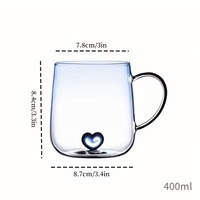 Mug en verre borosilicate 400 ml, résistant à la chaleur, tasse à café colorée avec une jolie poignée, tasse à lait, thé, eau