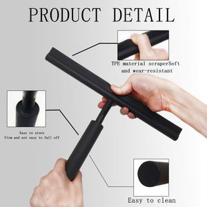 Dài nhôm vòi hoa sen giống cây chổi màu đen có thể thu vào Silicone cửa sổ Cleaner Hot Xe Cửa sổ kính bán buôn sàn gạt nước <span class=keywords><strong>scraper</strong></span> - Product Image 3