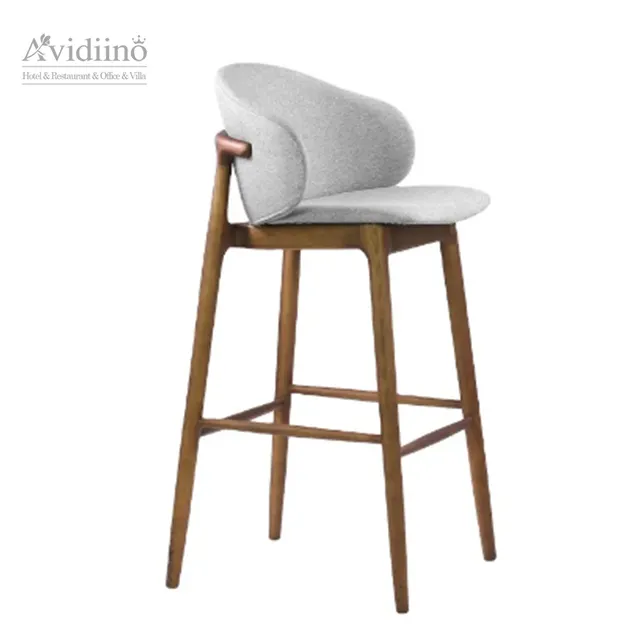 Коммерческий барный деревянный стул с хлопковой обивкой и льняным модным барным стулом, стул, деревянный, с короткой спинкой, стул для кафе