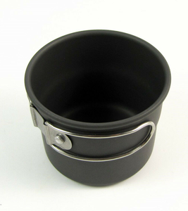 Mug à eau portable en aluminium anodisé noir de 150 ml pour le camping et la randonnée, léger avec poignée pliable - Product Image 2