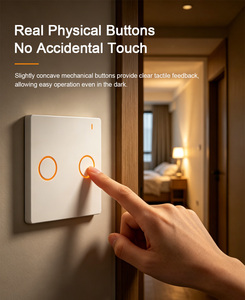 Interruptor <span class=keywords><strong>de</strong></span> Luz Inteligente Zigbee L10Q <span class=keywords><strong>de</strong></span> 2 <span class=keywords><strong>Botones</strong></span>, Sin Cable Neutro, Doble Capa, Resistente a Arañazos, <span class=keywords><strong>Botones</strong></span> Mecánicos Redondos - Product Image 1