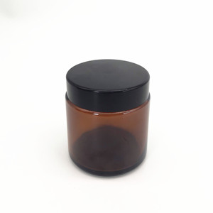 Wholesale Custom Logo Amber <b>Glass</b> Jars, UV Protection Empty Cosmetic Cream <b>Glass</b> <b>Containers</b> with Black Lids - Product Image 1