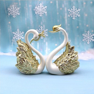 Swan <b>Cake</b> Ornaments Metal Wedding <b>Decoration</b> Reusable Round Shape - Product Image 4