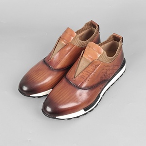 Zapatos Casuales de Alta Gama para Hombre, Estilo Británico, Parte Superior de Cuero Genuino, Punta Redonda, Transpirables, Antideslizantes, Ligeros, para Todas las Temporadas - Product Image 1