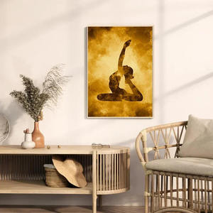 Vintage Yoga Pose série toile <span class=keywords><strong>peinture</strong></span> Om symbole musculation Art affiche pour méditation huile toile décoration murale pour la maison Yoga - Product Image 4