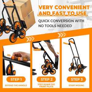 सीढ़ी पर्वतारोही हाथ ट्रक भारी-ड्यूटी ट्रक डोली फोल्डेबल ट्रॉली सीढ़ी पर्वतारोही गाड़ी 12.2*11.6 नाक प्लेट और 6 पहियों के साथ - Product Image 4