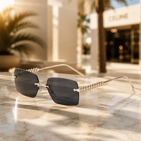 Lunettes de soleil sans monture personnalisées STY5003D, style Y2K punk, rectangulaires, pour femmes et hommes, verres dégradés UV400, vente en gros