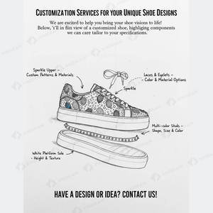 Chaussures de sport décontractées à lacets Xinzirain, plateforme personnalisée, semelle épaisse, clous multicolores, décor entièrement en cristal - Product Image 2