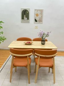 Juego de mesa de comedor de madera maciza de estilo nórdico, muebles de restaurante modernos y minimalistas, juego de muebles de restaurante para 6 personas - Product Image 4