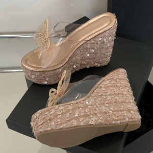 Nouvelles Sandales d'Été 2025 à Nœud Brillant en TPU, Mules Décontractées à Talon Compensé Ultra Haut - Product Image 2