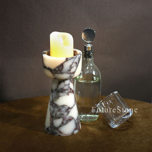 Barattolo di candela di lusso di onice moderno barattolo di candela di Marbke con coperchio per la decorazione domestica bagno uso di aromaterapia - Product Image 3