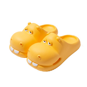 2026 Cute Hippo Pattern Summer <b>Slippers</b>, Thick Sole Cloud Feel Non-slip Slides for Women Indoor & Outdoor Wear - Product Image 1