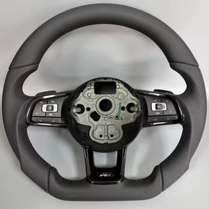 Volant en cuir pour Volkswagen VW <span class=keywords><strong>Golf</strong></span> 6 GTI MK 6 MK 7 R Polo Passat <span class=keywords><strong>Golf</strong></span> 7 <span class=keywords><strong>Golf</strong></span> 7.5 R Volant de voiture de sport - Product Image 1