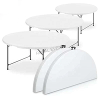 Table ronde pliante en plastique HDPE, portable, pour extérieur, pour événements, mariages, fêtes, livraison directe d'usine