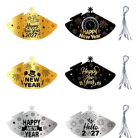 Neujahrsparty Kegelförmige Edelstahl-Hüte Schwarz Gold Silber Frohes Neues Jahr Logo China Jahresversammlung Foto-Dekorationen