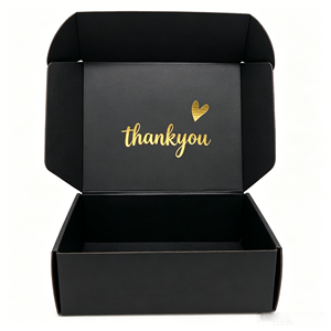 Caja de regalo rectangular rígida ecológica con diseño de corazón de agradecimiento estampado en oro para empaques premium - Product Image 1
