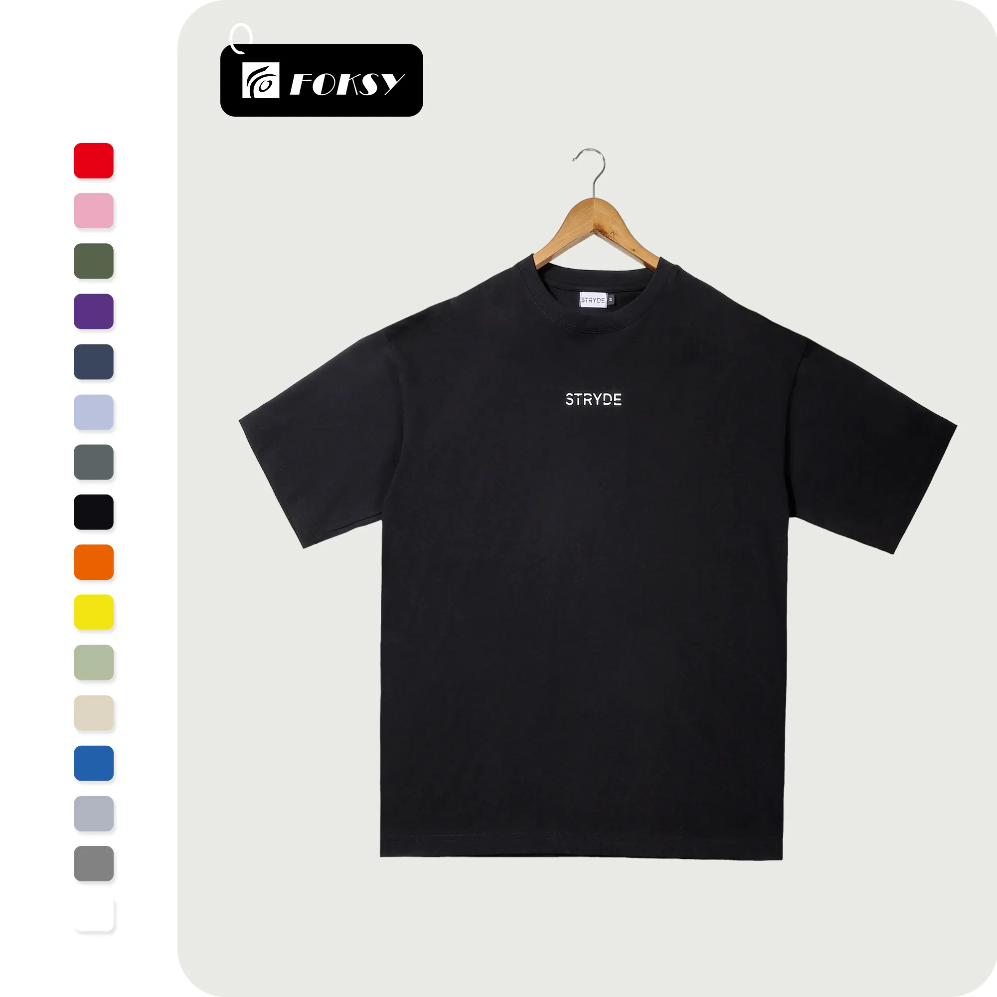 Camiseta de algodón de ajuste extragrande de lujo 100%, camiseta negra de cuello simulado de algodón Softstyle de alta calidad personalizada para hombres