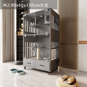 Modern mewah 3 Tingkat kucing kayu Villa dalam ruangan kucing peliharaan besar bermain kandang rumah sarang furnitur rumah untuk ruang tamu musim dingin - Product Image 3