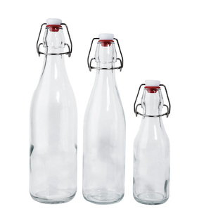 Commande en gros bouteille en verre transparent <span class=keywords><strong>à</strong></span> couvercle rabattable excellente pour le stockage des épices condiments marchandises sèches - Product Image 1