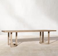 Ensemble de salle à manger d'extérieur en teck contemporain 6 places, résistant aux intempéries, en bois massif, pour usage en terrasse