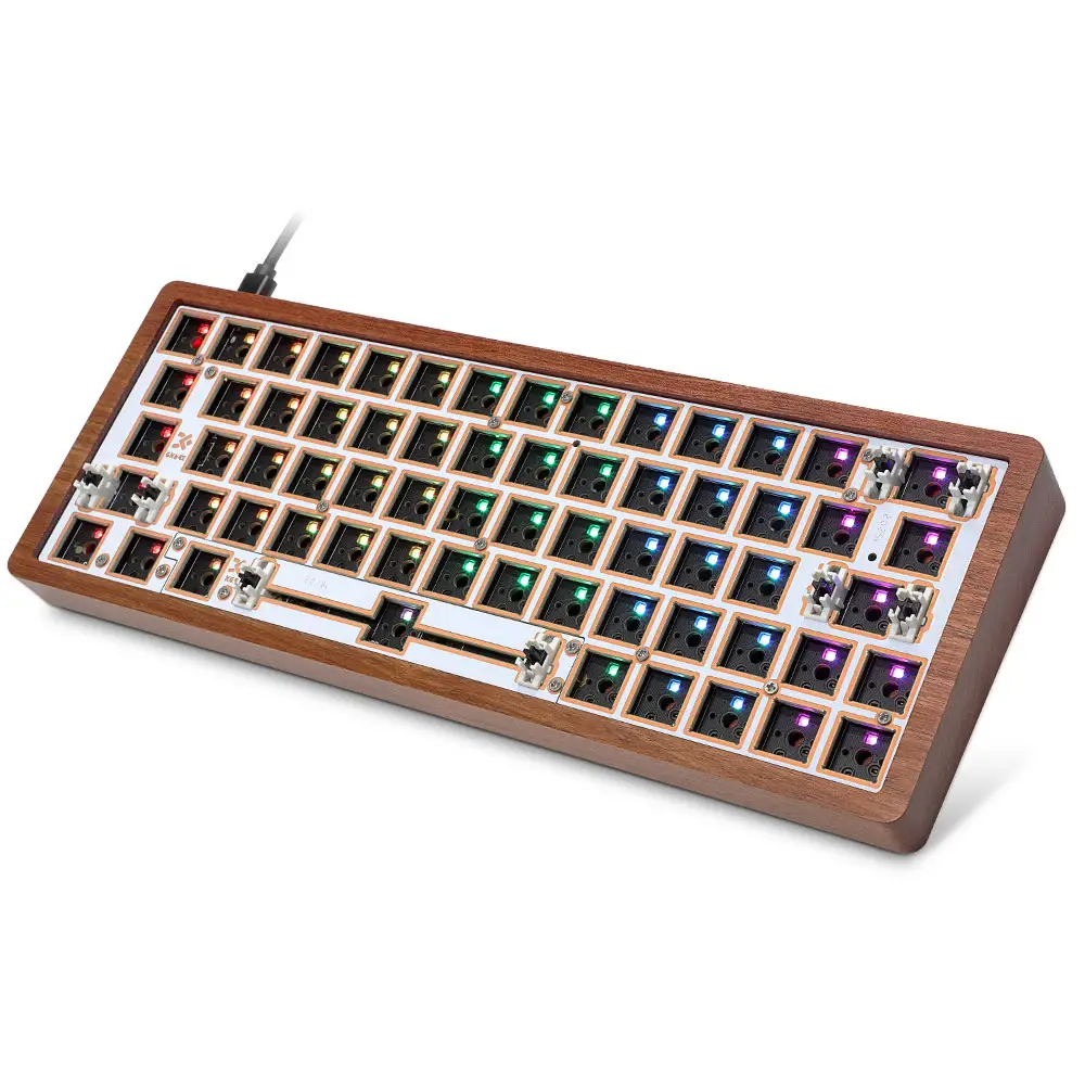 Penjualan Langsung Pabrik Keyboard Gaming Mekanik 60% Mini Teclado CNC PC/Kotak Kayu Kit Keyboard