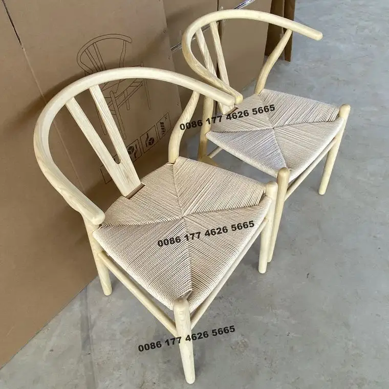 Preiswerter klassischer Designer-Sessel Naturaschenholz-Wishbone-Sessel schwarz Walnussfarbe Mitte des Jahrhunderts Buche Massivholz Esszimmerstuhl