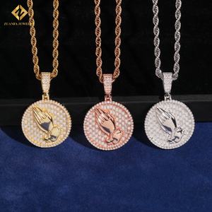 Colgante de Moissanita VVS de Fábrica, Estilo Hip Hop para Hombre, Corte Redondo, Colgante de Mano de Plata 925, Pasa la Prueba del Diamante GRA - Product Image 2